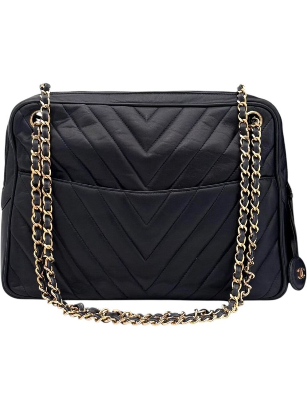 786982CR T6 Chanel Shoulder Bag Black Leather